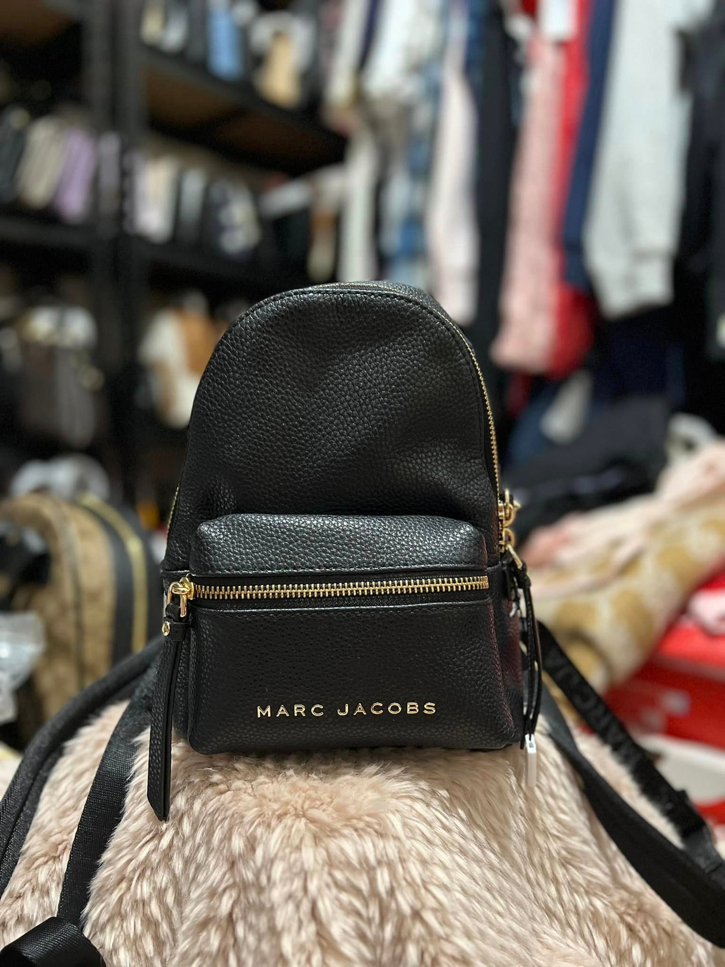 Marc Jacobs Mini Leather Backpack Bag - Black