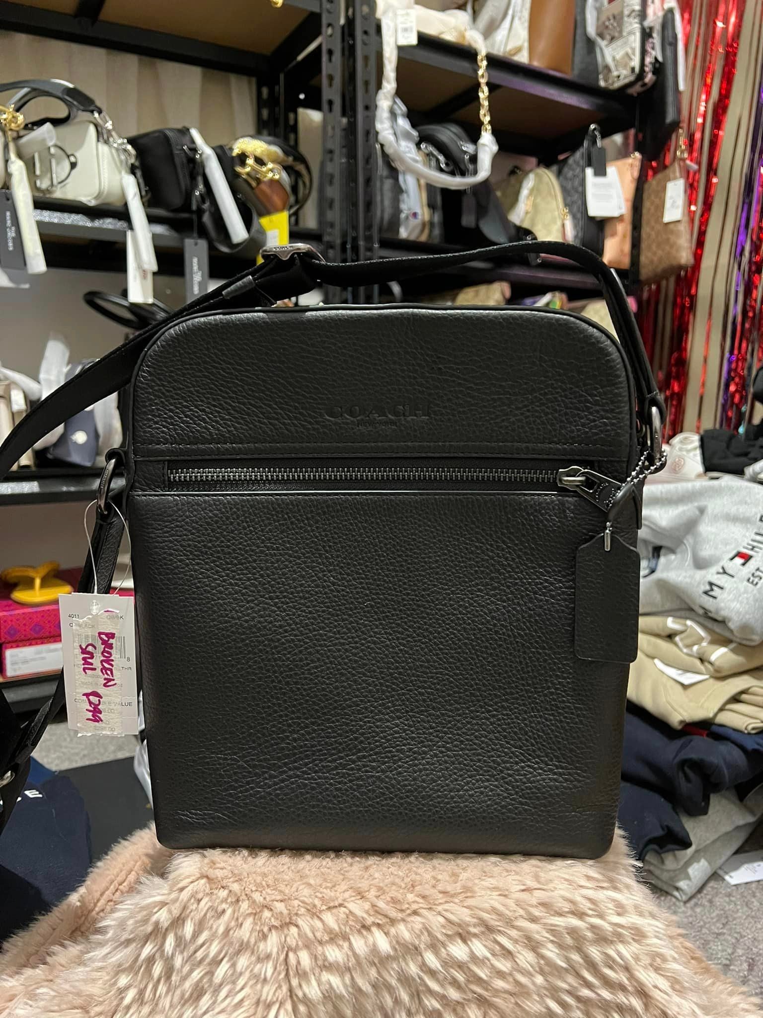 Coach Houston Flight Smith in Pebbled Leather Crossbody Bag - QB/Black