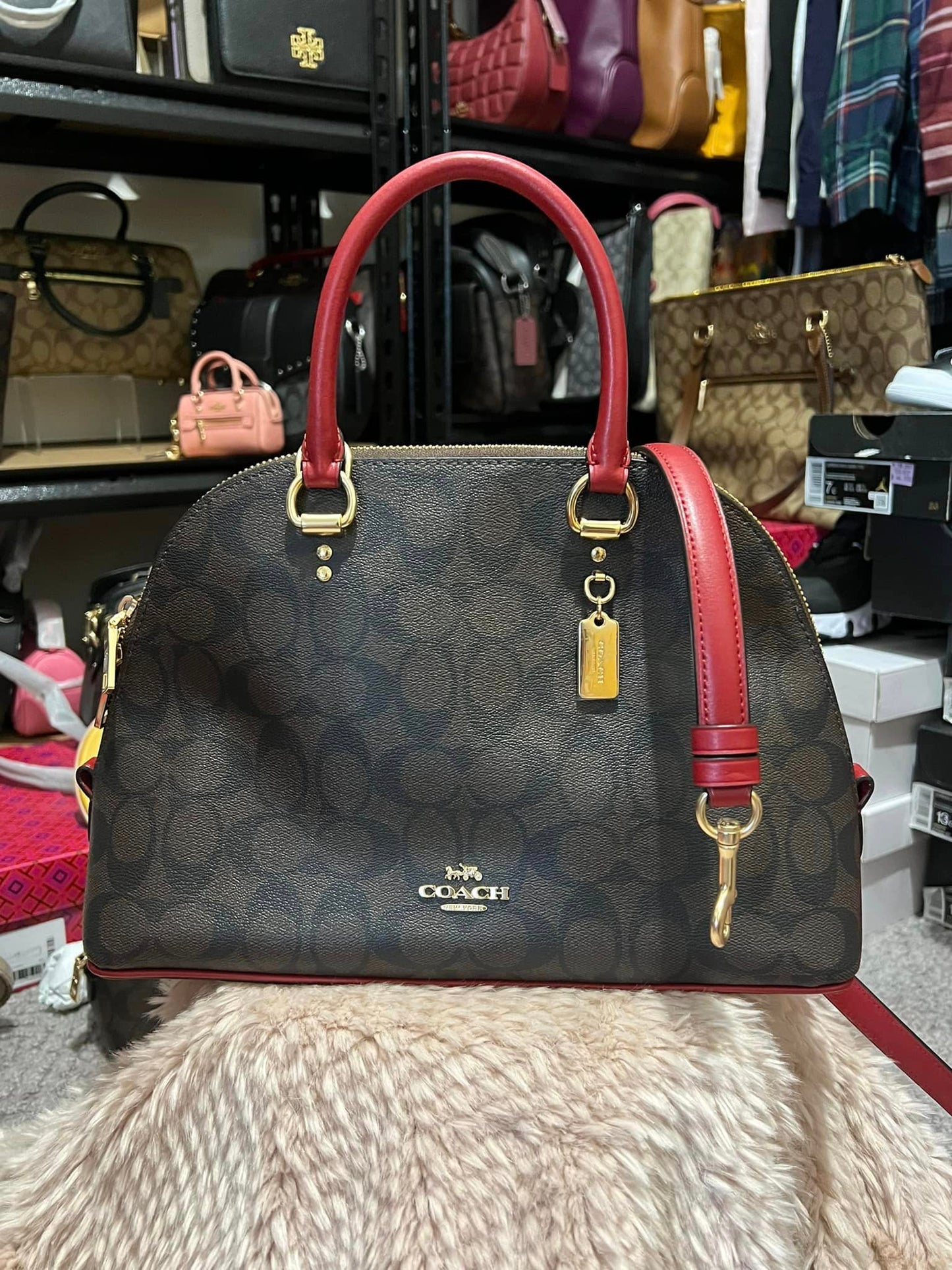 Coach Katy Satchel In Signature Canvas - IM/Brown 1941 Red