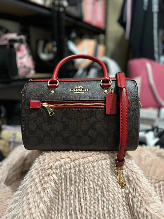 Coach Rowan Satchel In Signature Canvas - IM/Brown 1941 Red