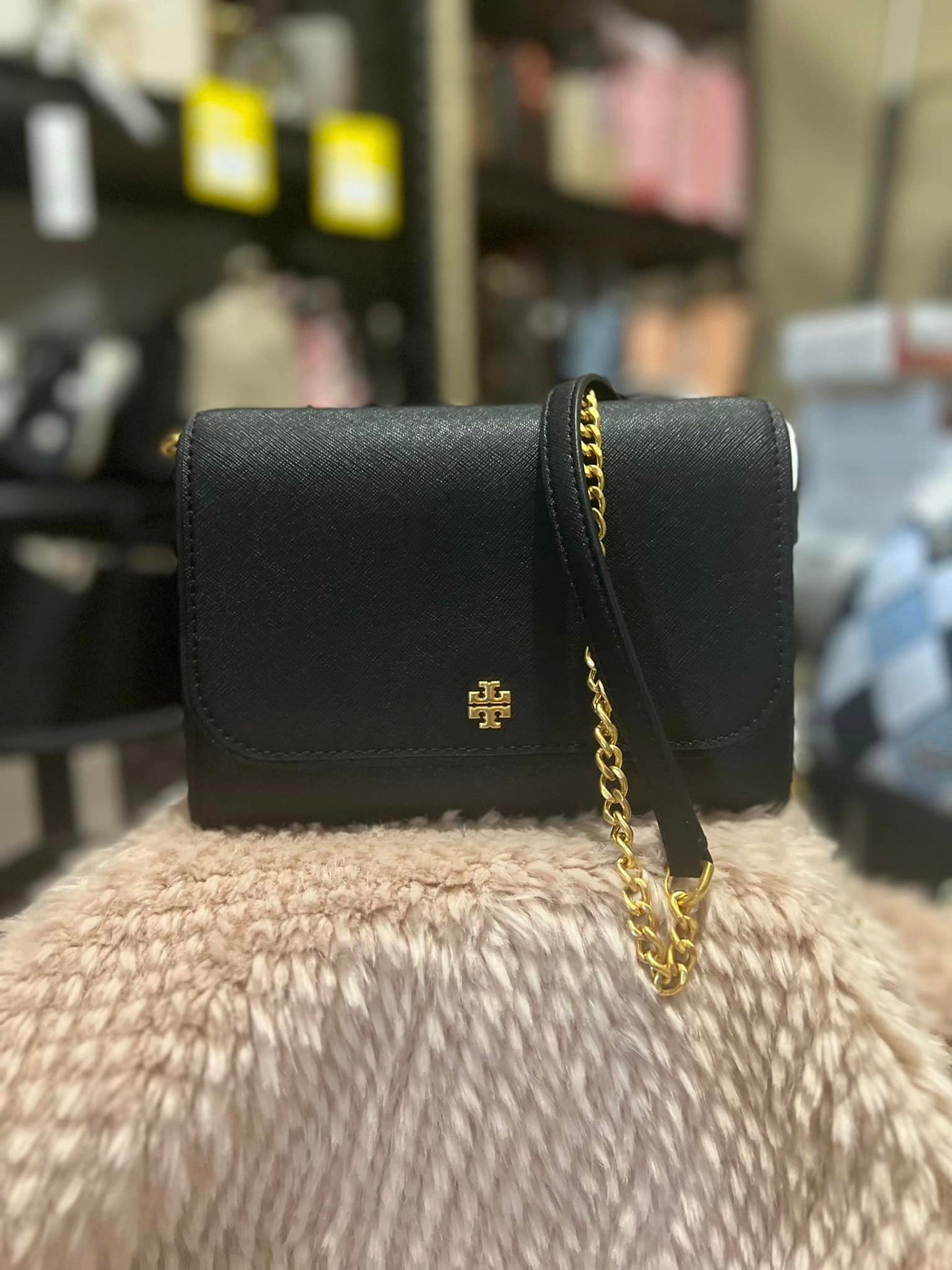 Tory Burch Emerson Chain Wallet - Black