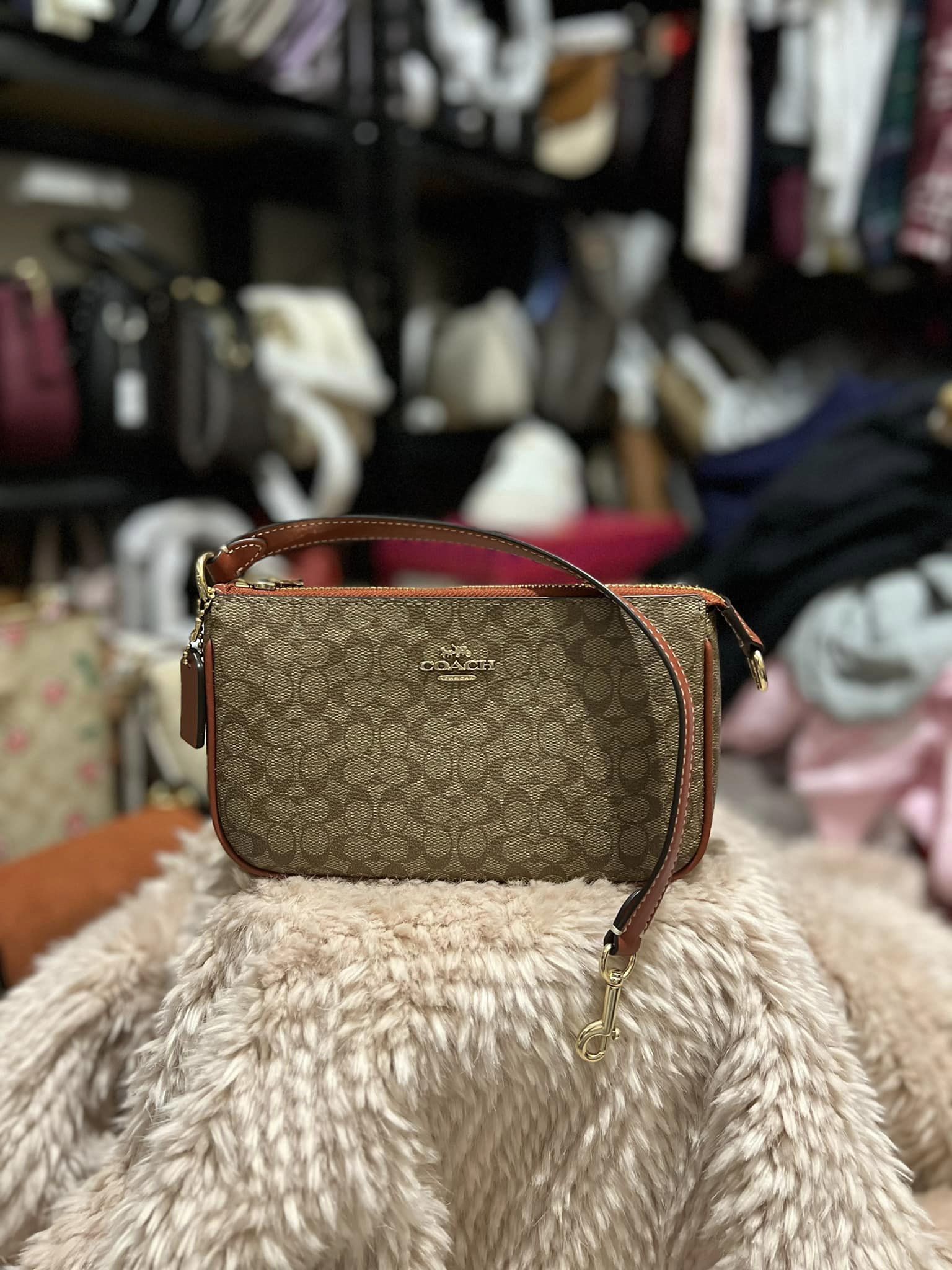 Coach Nolita 19 In Colorblock Micro Bag Signature Canvas - IM/Khaki/Terracotta