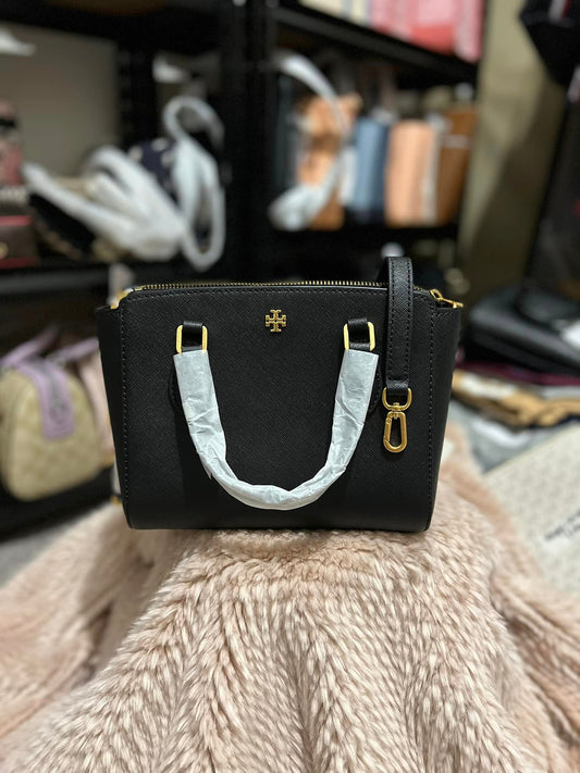 Tory Burch Emerson Mini Top Zip Tote - Black