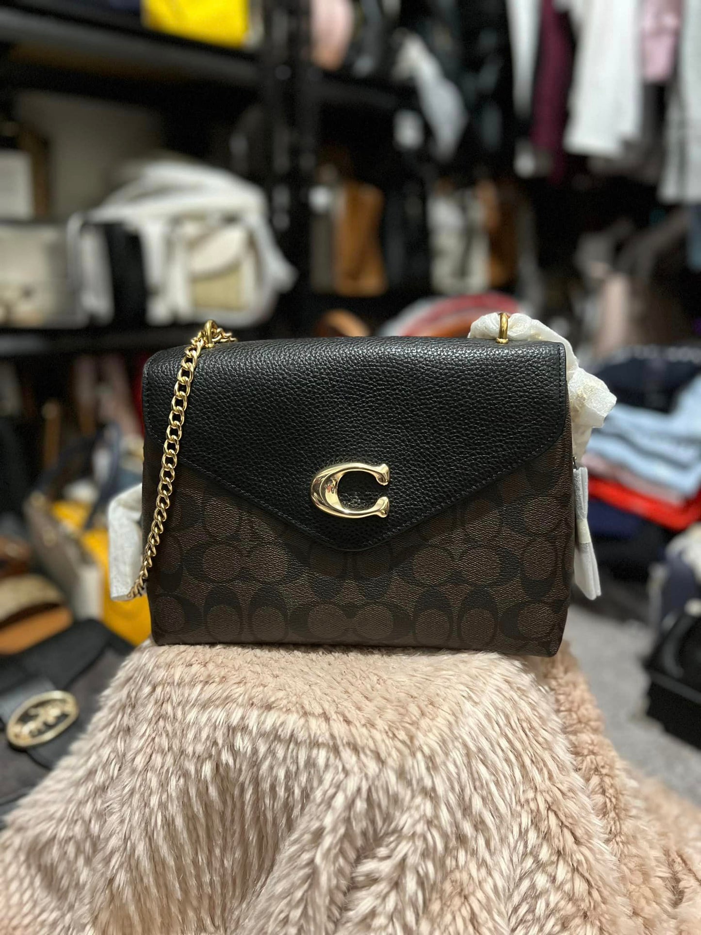 Coach Tammie Shoulder Bag in Signature Canvas - IMBrownBlack