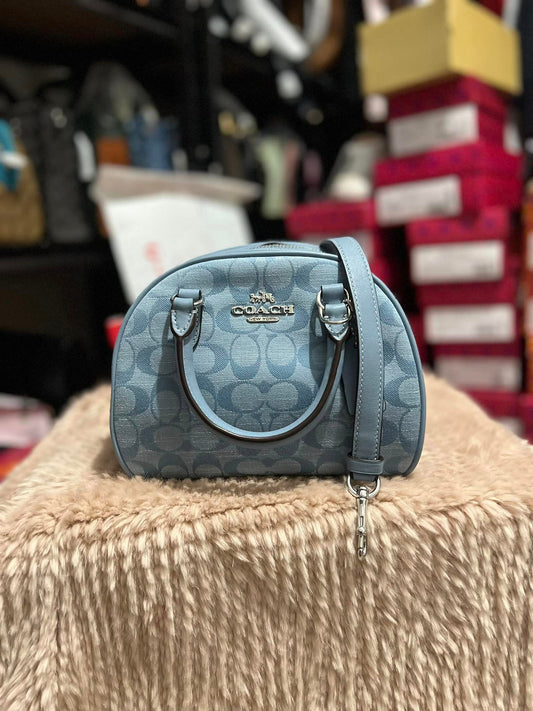 Coach Denim Chambray Sydney Satchel - SV/Cornflower Multi