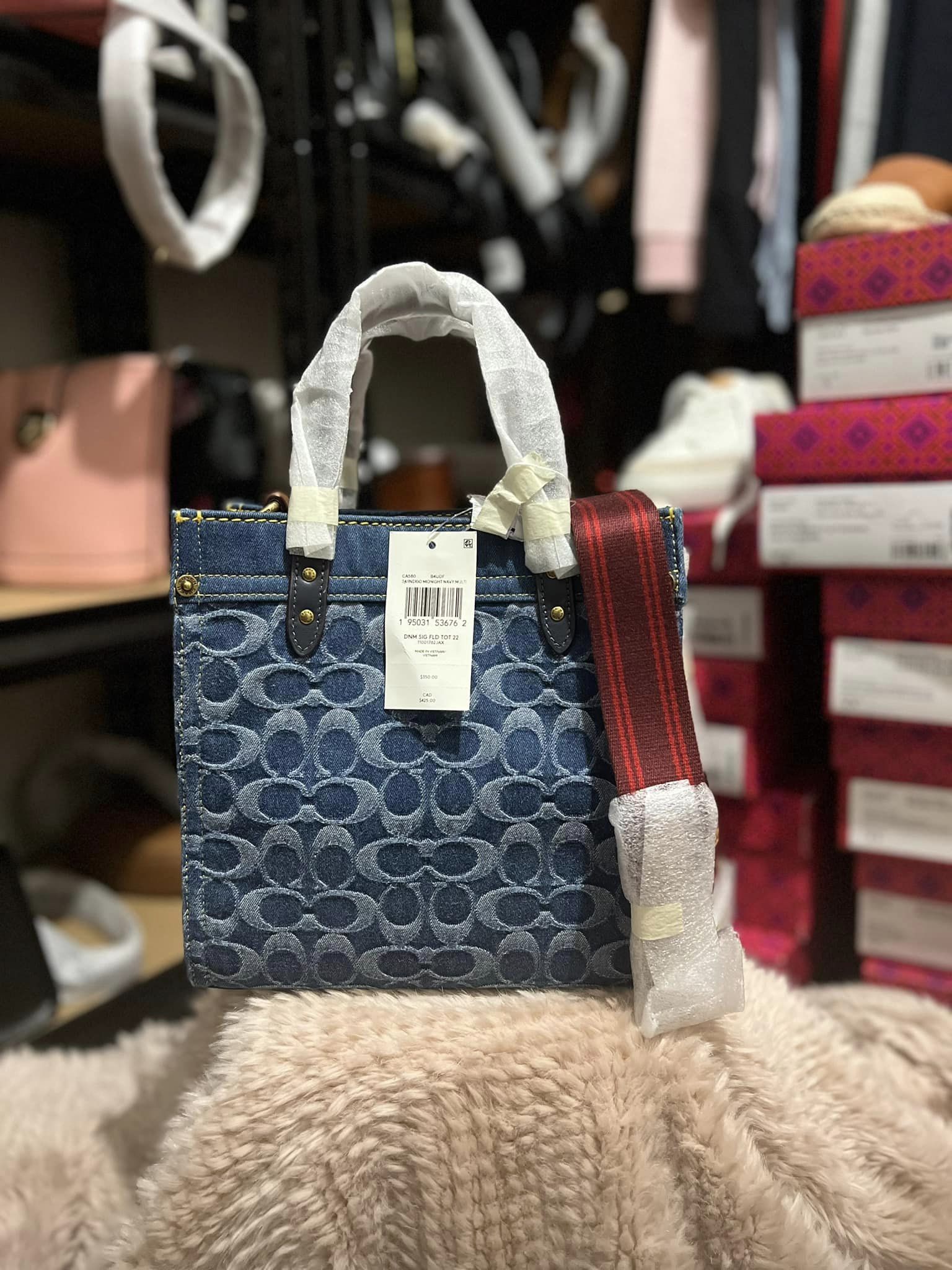 Coach Denim Signature Field Tote Bag 22 - B4Indigo Midnight Navy Multi