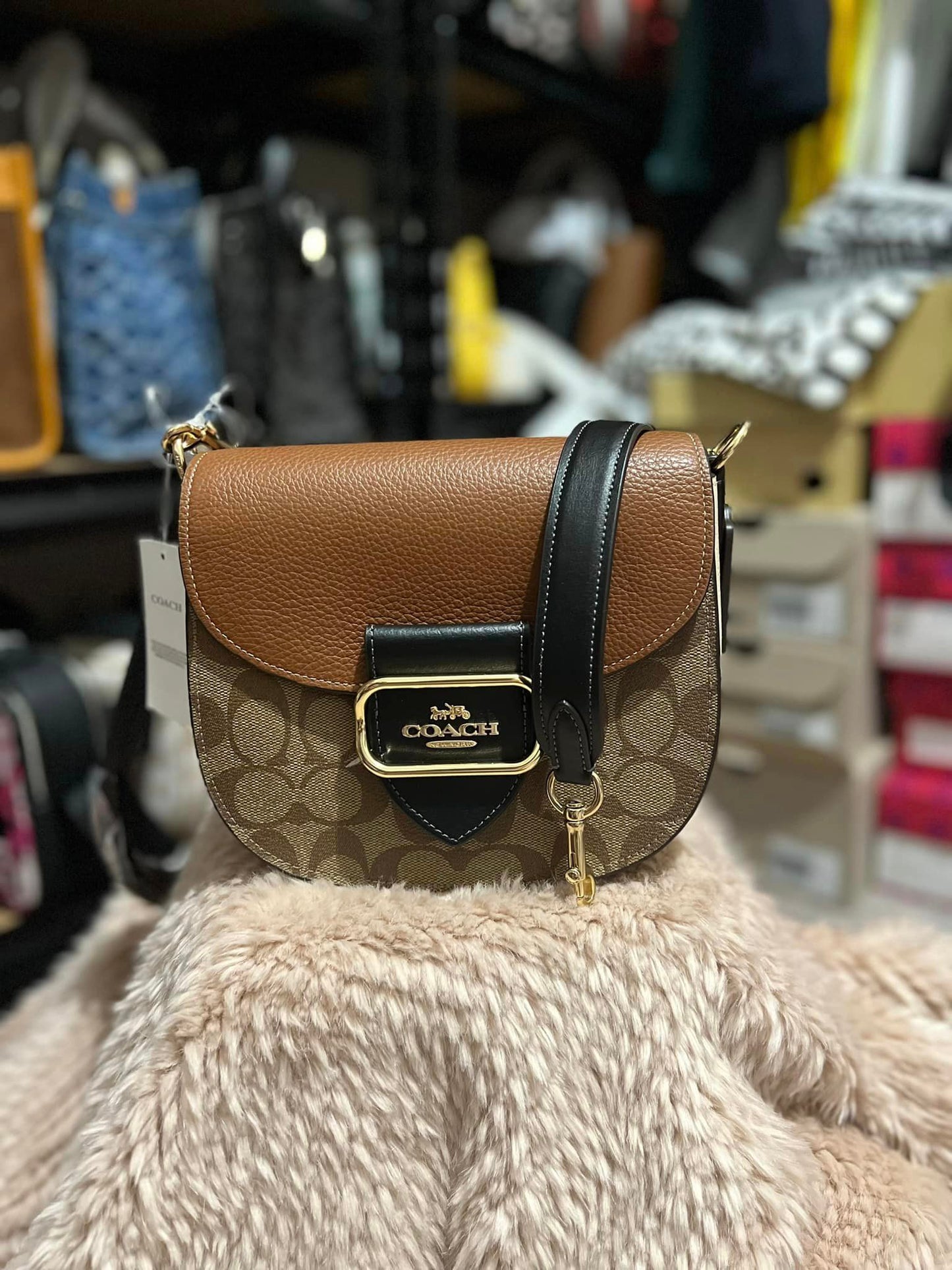 Coach Morgan Saddle Bag In Colorblock Signature Canvas - IMKhaki Multi