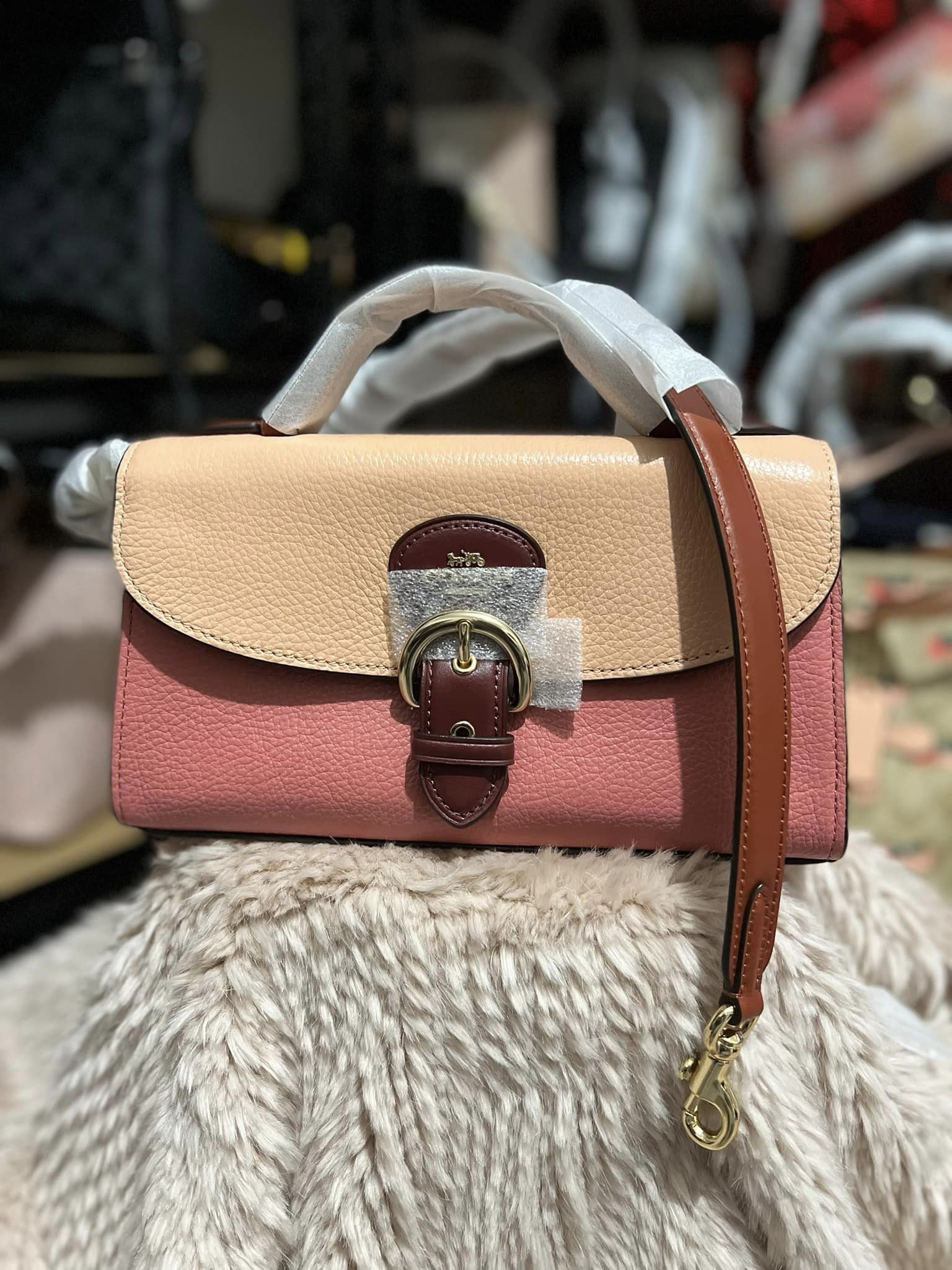 Coach Multi Colorblock Kleo Top Handle Crossbody Bag - IM/Faded Blush Multi