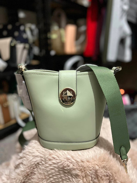 Kate Spade Mini Audrey Smooth Leather Bucket Bag - Sage Bundle