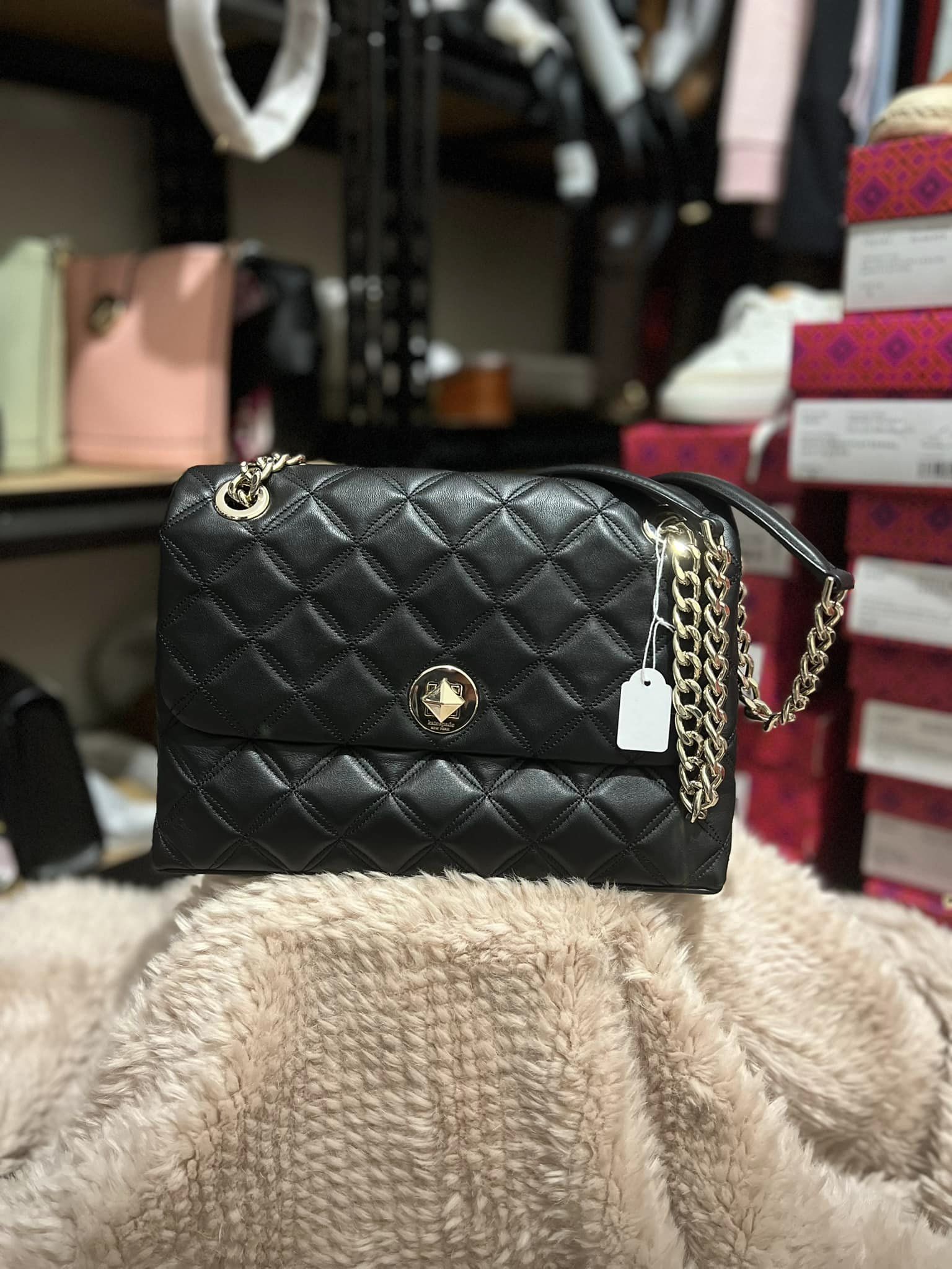 Kate Spade Natalia Smooth Quilted Square Crossbody Bag - Black